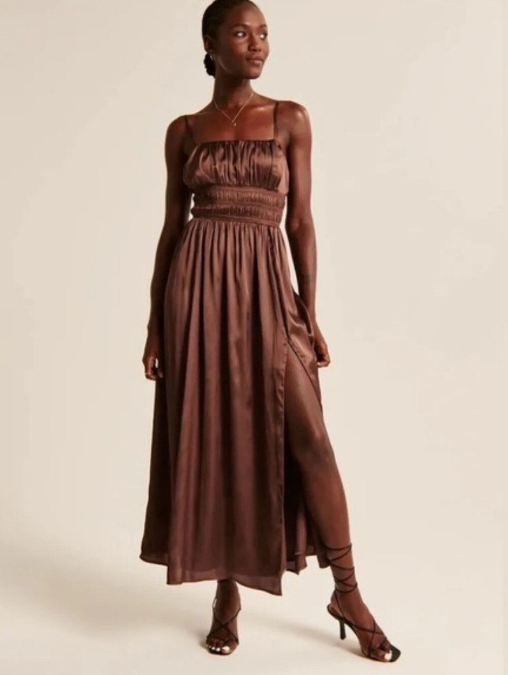 Abercrombie & Fitch Chocolate Brown Maxi Dress-Skirt with Side Slit
